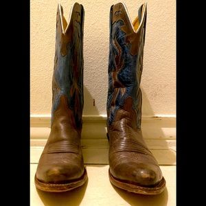 Women’s brown and blue all leather boots